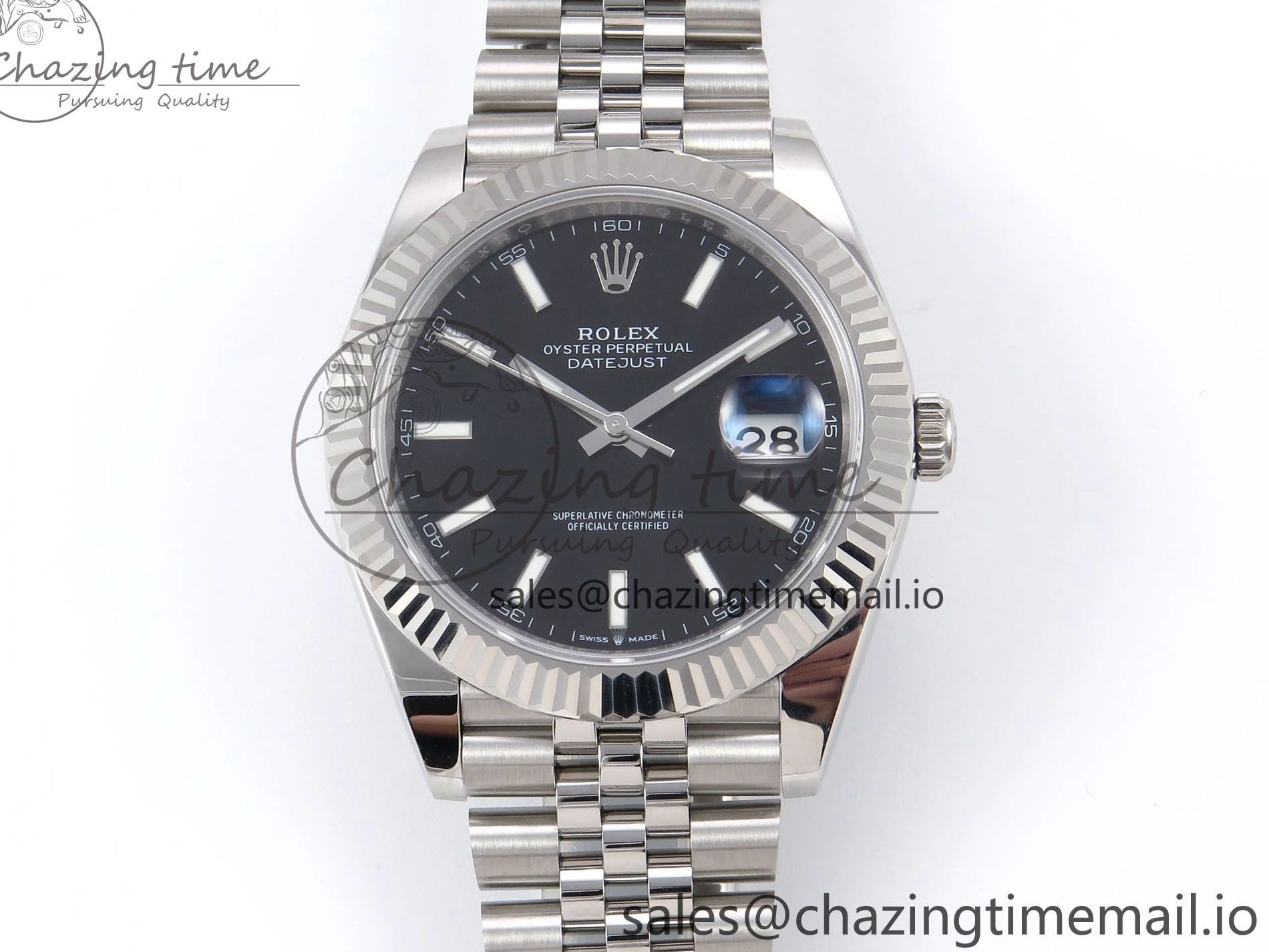 MiroTime 0406 HighPerformance DateJust 41 126334 EWEF Best Edition Black Stick Dial on Jubilee Bracelet A 1046